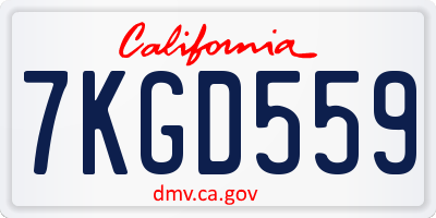 CA license plate 7KGD559
