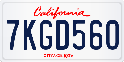 CA license plate 7KGD560