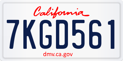 CA license plate 7KGD561