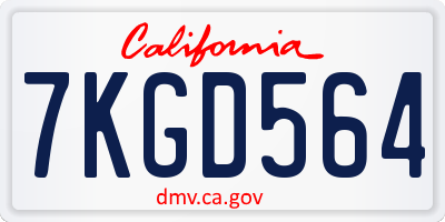 CA license plate 7KGD564