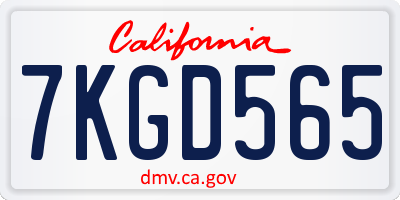 CA license plate 7KGD565
