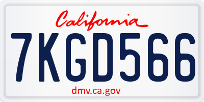 CA license plate 7KGD566
