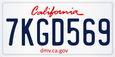 CA license plate 7KGD569