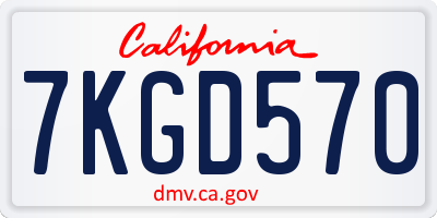 CA license plate 7KGD570