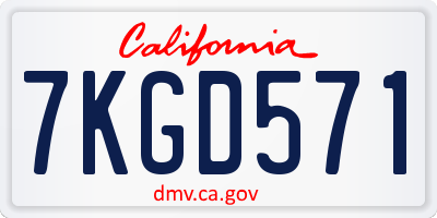 CA license plate 7KGD571