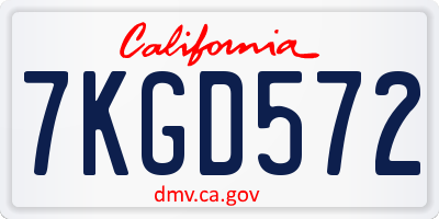 CA license plate 7KGD572