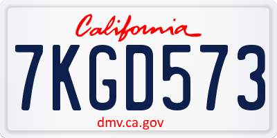 CA license plate 7KGD573