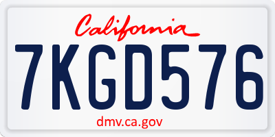 CA license plate 7KGD576