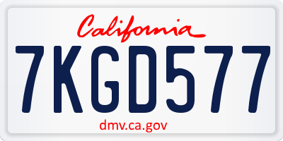 CA license plate 7KGD577