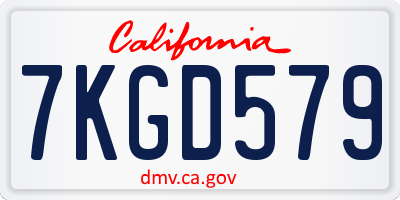 CA license plate 7KGD579