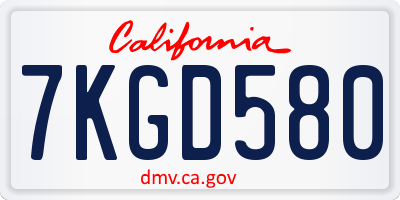 CA license plate 7KGD580