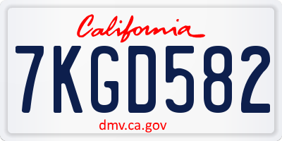 CA license plate 7KGD582