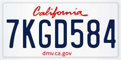 CA license plate 7KGD584
