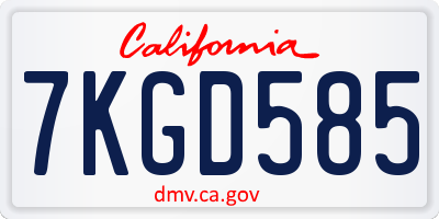 CA license plate 7KGD585