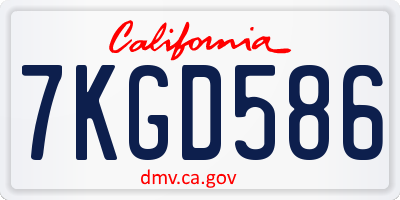 CA license plate 7KGD586