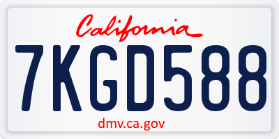 CA license plate 7KGD588