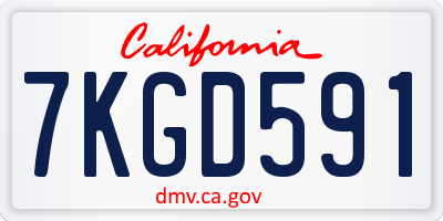 CA license plate 7KGD591