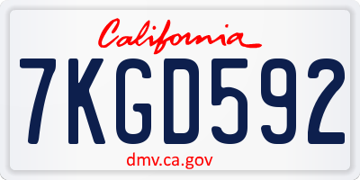 CA license plate 7KGD592