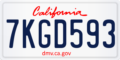 CA license plate 7KGD593
