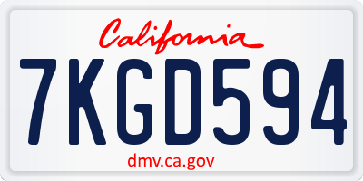 CA license plate 7KGD594