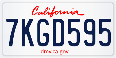 CA license plate 7KGD595