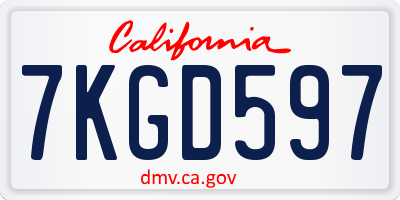 CA license plate 7KGD597