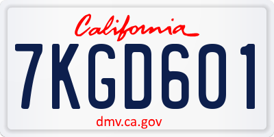 CA license plate 7KGD601