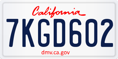 CA license plate 7KGD602