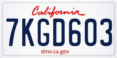 CA license plate 7KGD603