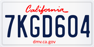 CA license plate 7KGD604