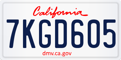 CA license plate 7KGD605