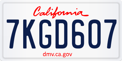 CA license plate 7KGD607