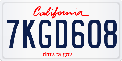 CA license plate 7KGD608