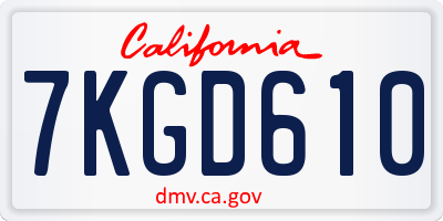 CA license plate 7KGD610