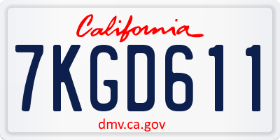CA license plate 7KGD611