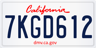 CA license plate 7KGD612