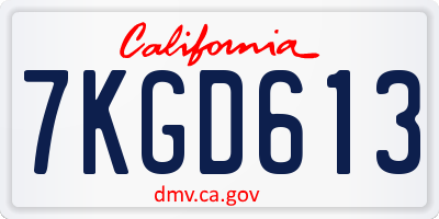 CA license plate 7KGD613