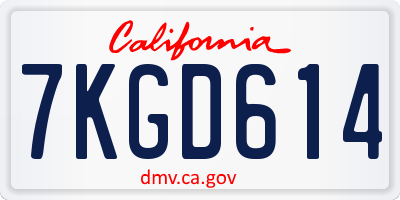 CA license plate 7KGD614