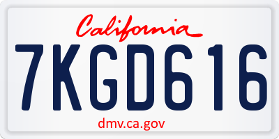 CA license plate 7KGD616