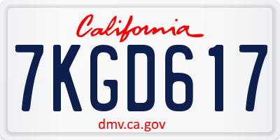 CA license plate 7KGD617