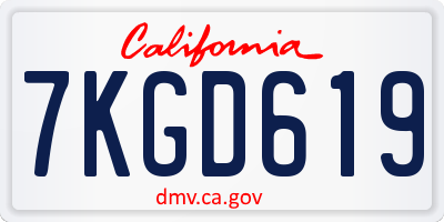CA license plate 7KGD619
