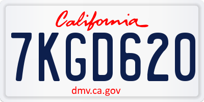 CA license plate 7KGD620