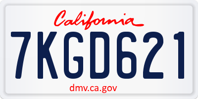 CA license plate 7KGD621