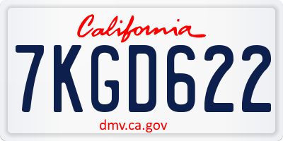 CA license plate 7KGD622