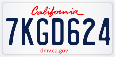 CA license plate 7KGD624