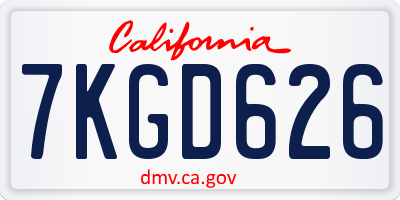 CA license plate 7KGD626