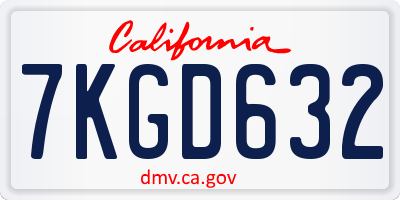 CA license plate 7KGD632
