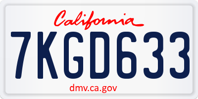 CA license plate 7KGD633