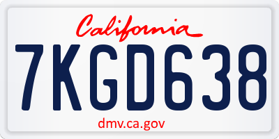 CA license plate 7KGD638