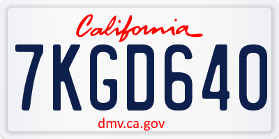 CA license plate 7KGD640